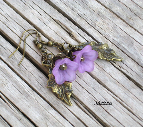 Náušnice,,FIALOVÉ KVĚTY,,