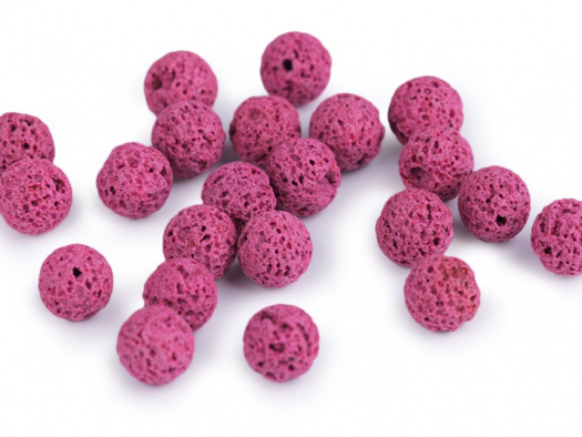 Minerálové korálky Přírodní láva 8 mm (12ks) - růžová