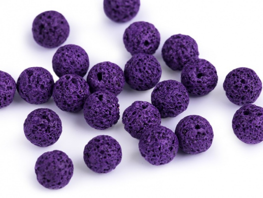 Minerálové korálky Přírodní láva 8 mm (12ks) - fialová