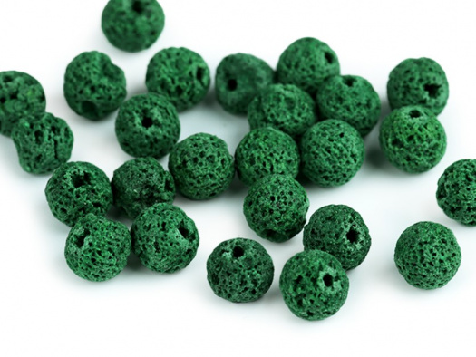 Minerálové korálky Přírodní láva 8 mm (12ks) - tm.zelená