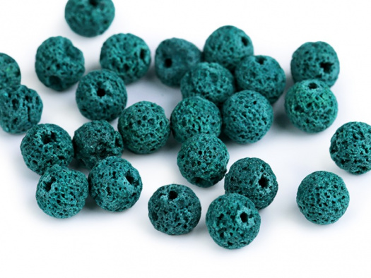 Minerálové korálky Přírodní láva 8 mm (12ks) - zelený tyrkys