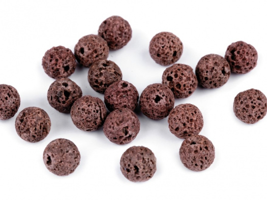 Minerálové korálky Přírodní láva 8 mm (12ks) - hnědá