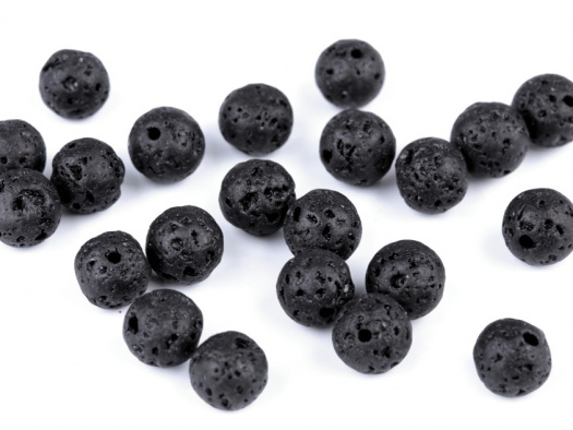 Minerálové korálky Přírodní láva 8 mm (12ks) - černá