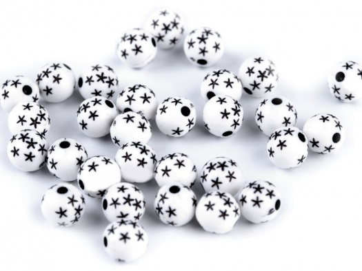 Korálky s hvězdičkami 8 mm (80ks) - bílá