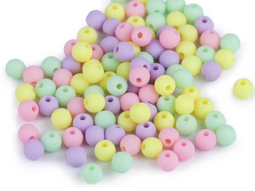 Plastové korálky 6mm (100ks) - mix