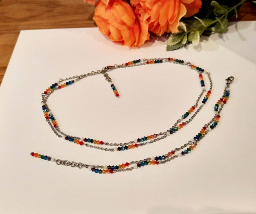 Jemná čakrová souprava - Swarovski - chirurgická ocel