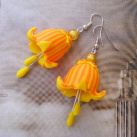 Fimo naušnice- zvonečky oranžovo žluté