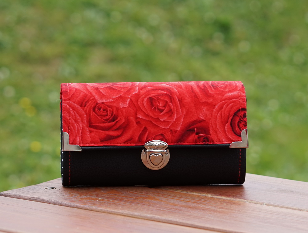 Peněženka Červená růže 19x10cm, 12 karet, na fotky
