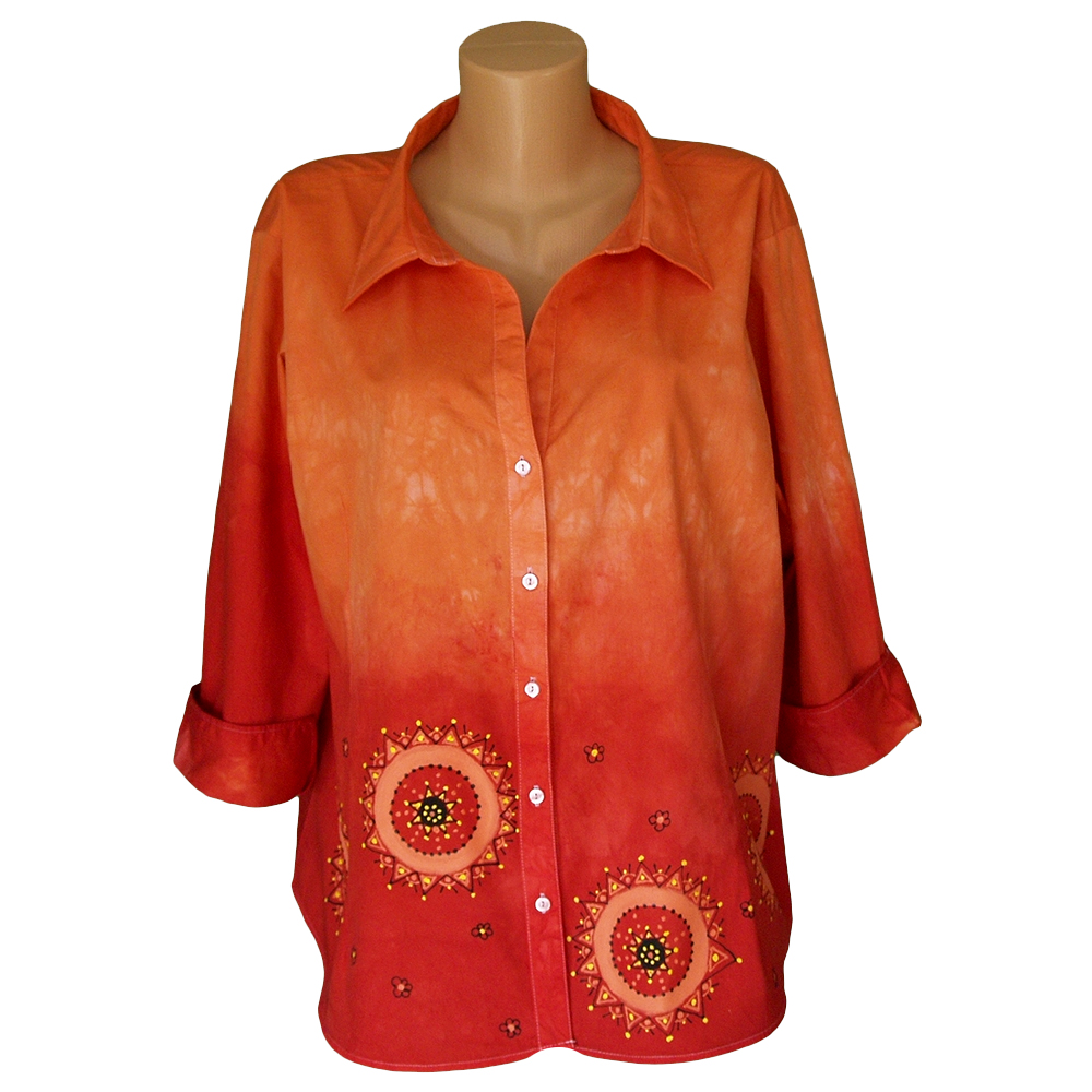 Halenka oranžovka s červenou