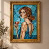 Portrait in Teal - originální olejomalba 60×40 cm