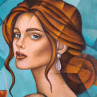 Portrait in Teal - originální olejomalba 60×40 cm
