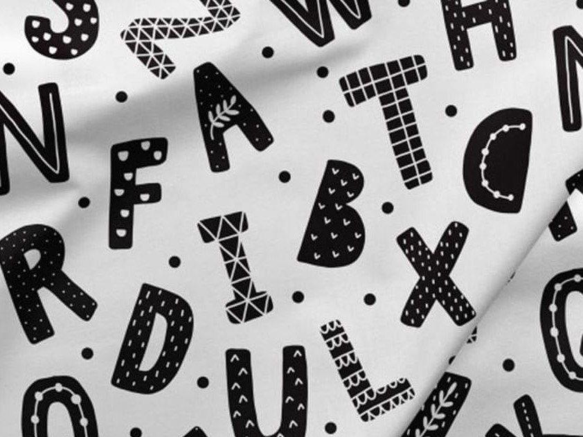 Bavlněná látka (10cm) - písmo