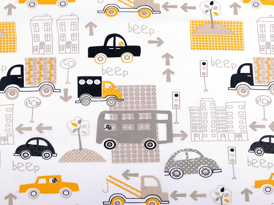 Bavlněná látka šíře 160 cm (10cm) - auto