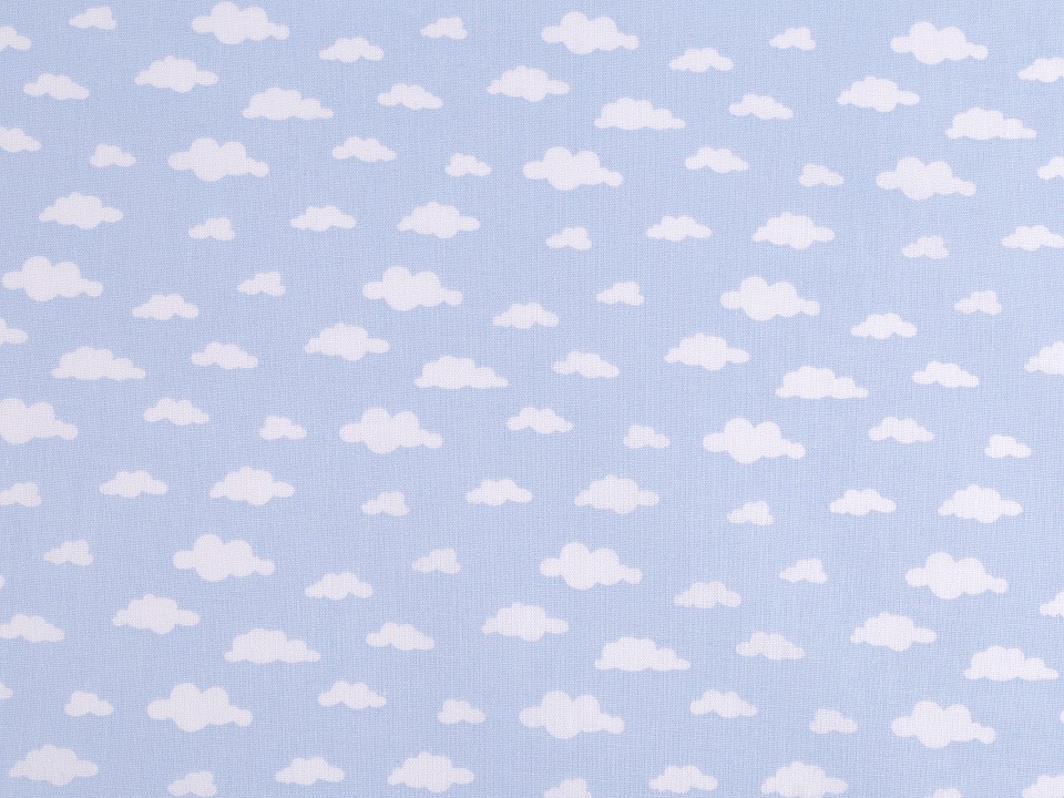 Bavlněná látka obláčky (10cm) - modrá