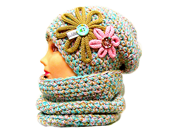 ༺♥༻ SOUPRAVA ČEPICE A NÁKRČNÍKU ༺♥༻ 