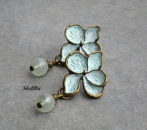 Náušnice ,,KVÍTKY,, patinované