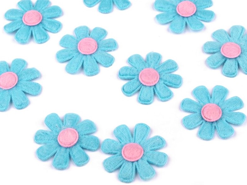 Květ z filcu 27 mm (10ks) - modrá