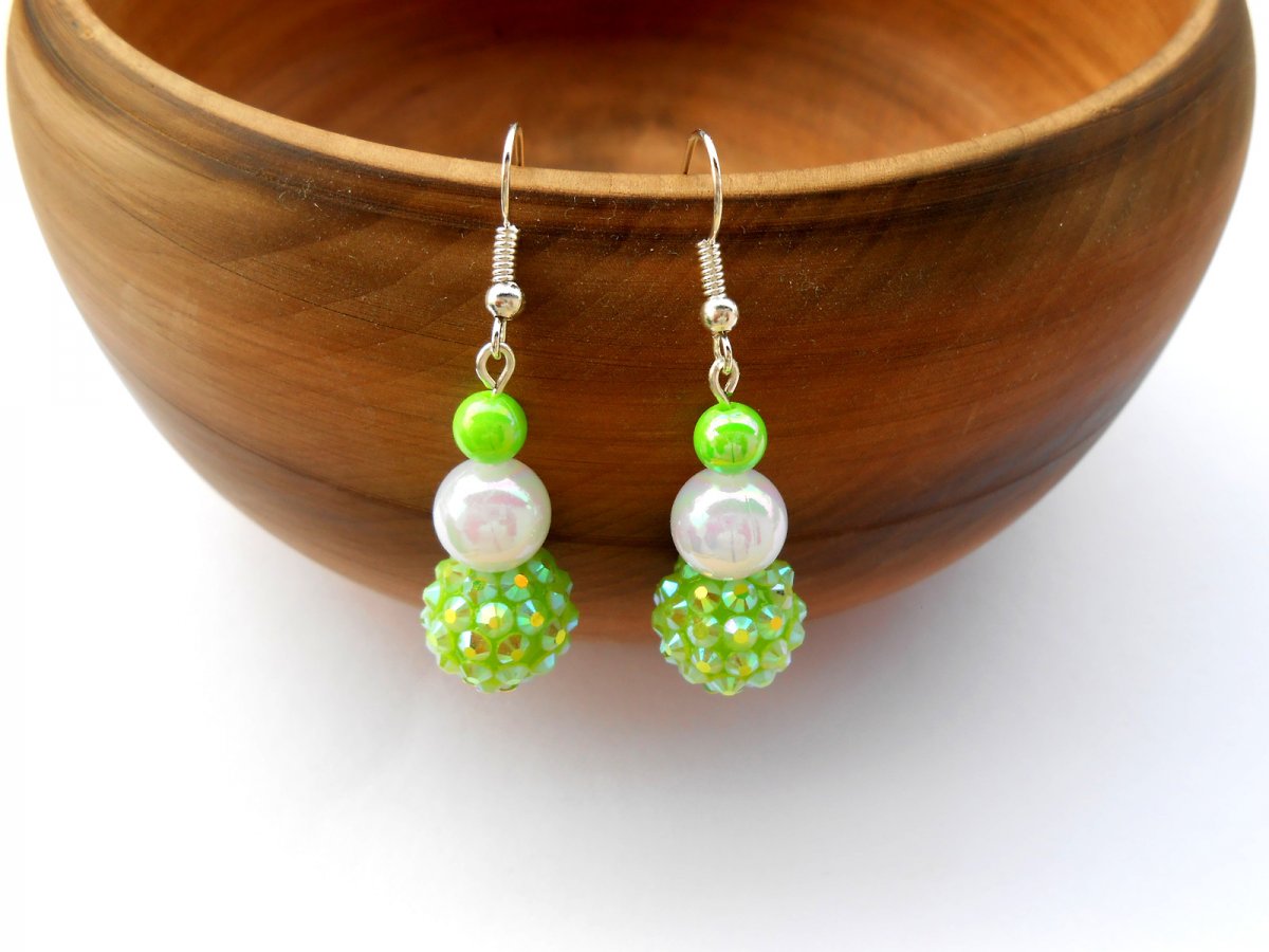 Náušnice zelené AB efekt (21/16)