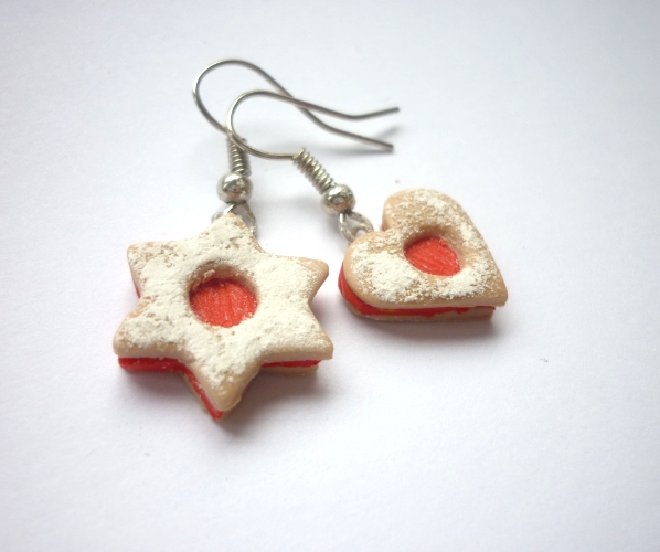 Linecké cukroví - fimo náušnice