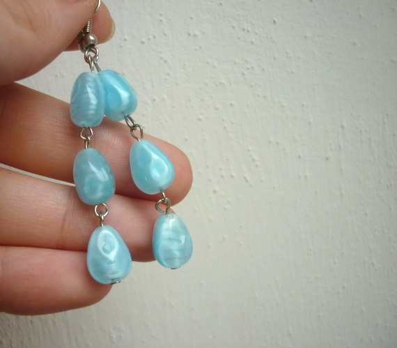 Modré dlouhé náušnice - kapky