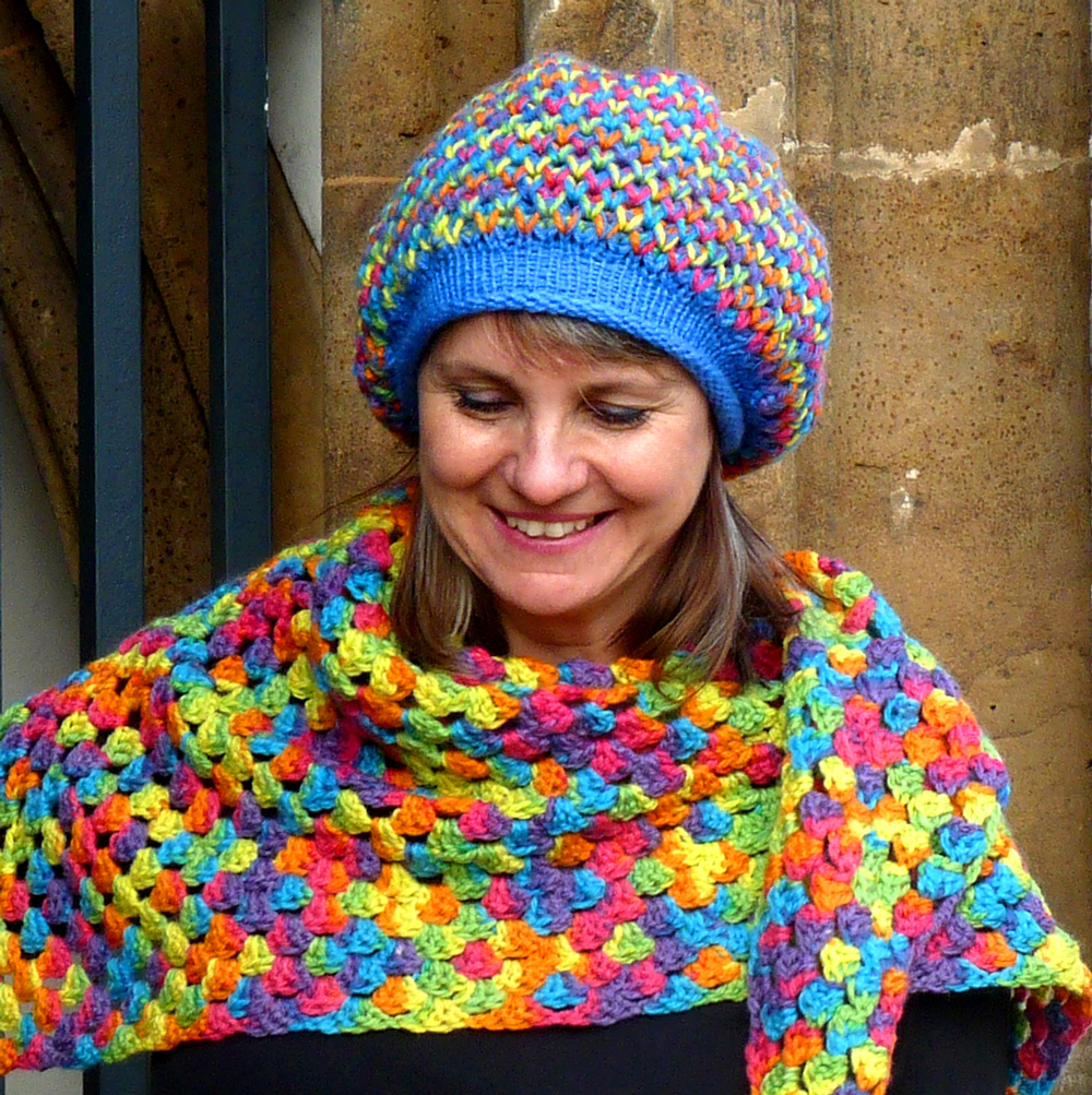 Teplý baret - rainbow color