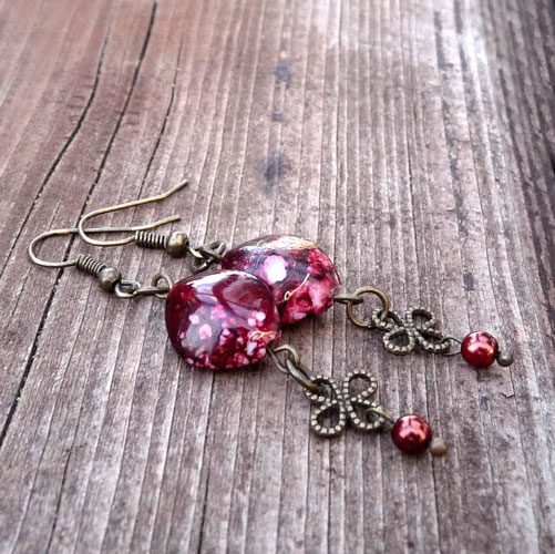 Vínové náušnice s perličkou