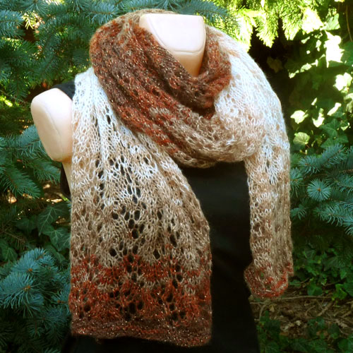 Krajková šála v hnědých tónech