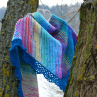 Pletený šátek - duhové nebe