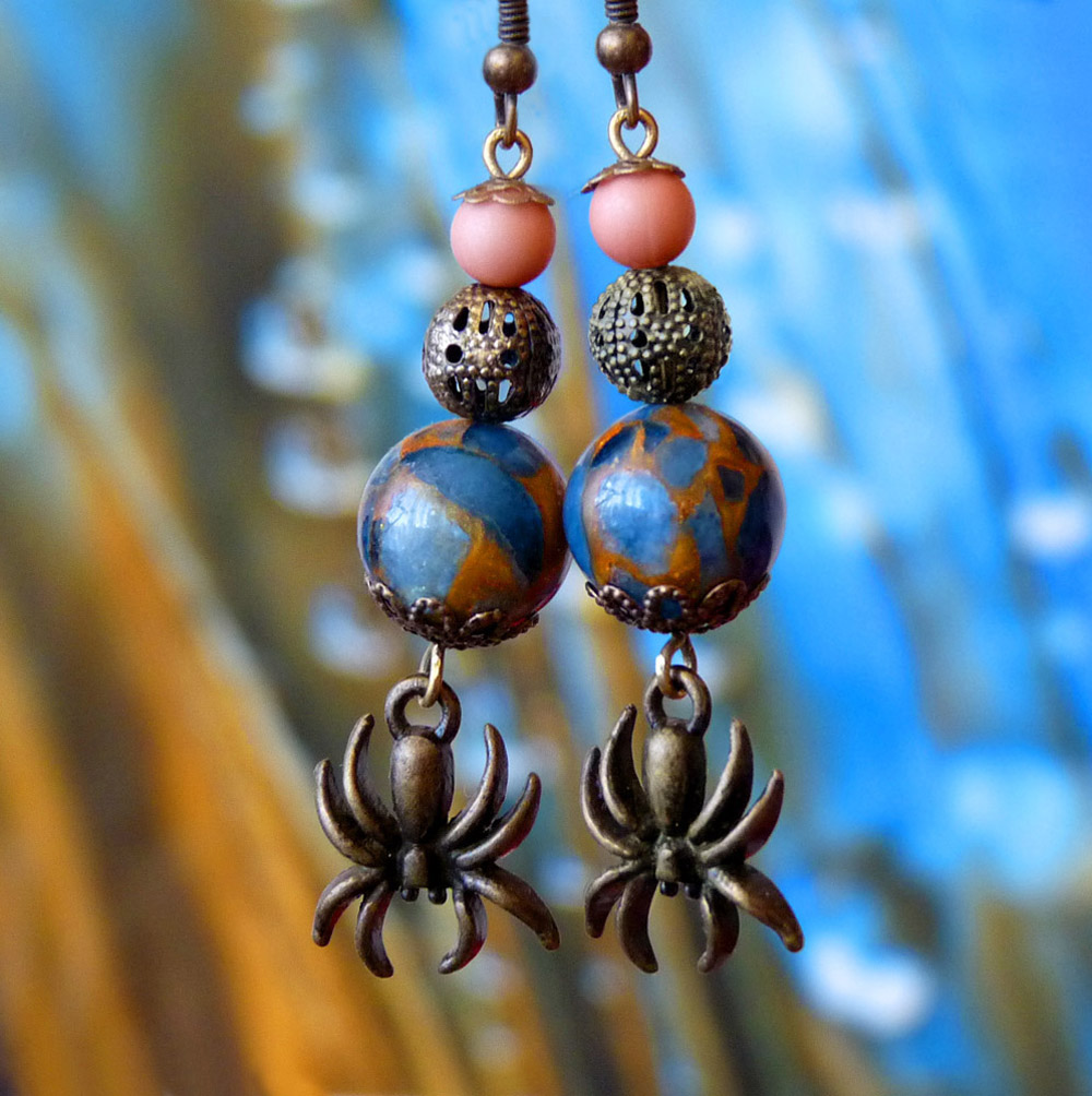 Náušnice - pavouček pro štěstí