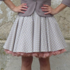 FuFu sukně béžový puntík s meruňkovou spodničkou