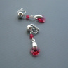 Indian pink Swarovski srdce - klipsové náušnice