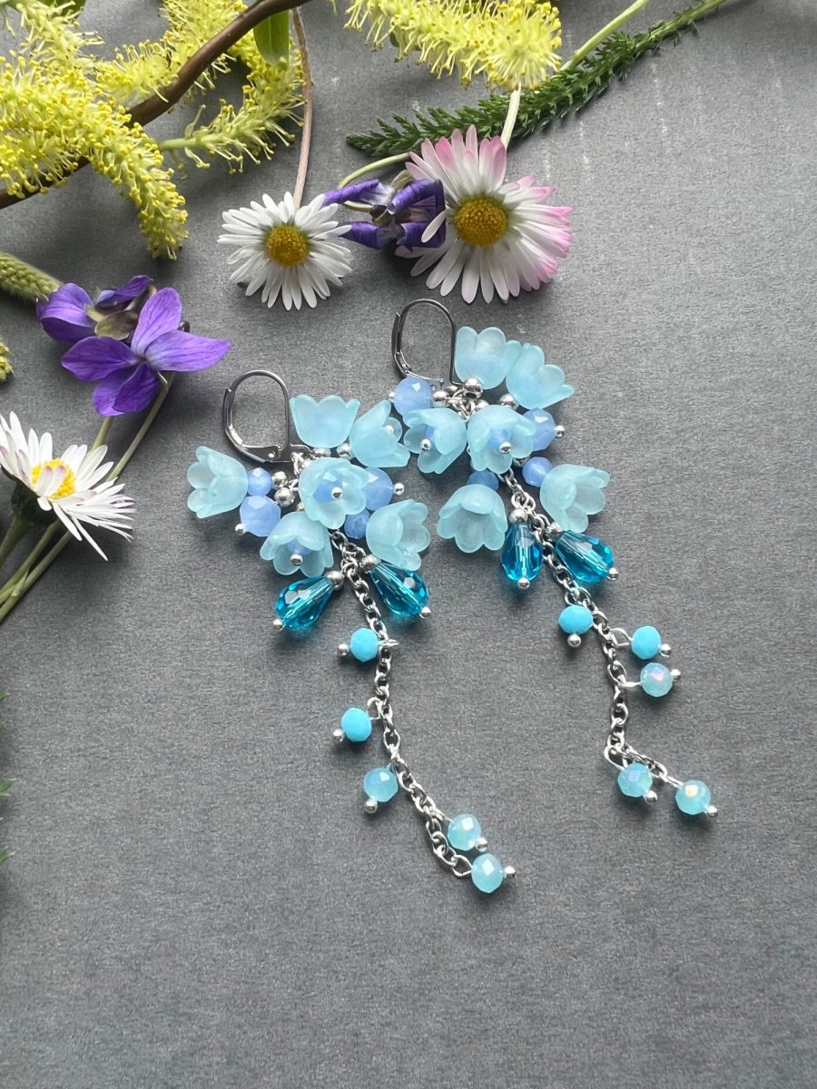 Modré zvonečkové náušnice