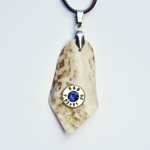 Přívěsek z nábojnic, paroží, chirurgická ocel, Swarovski