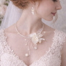 Luxusní svatební šperkový set – jemný květinový náhrdelník a perličkové náušnice | Ruční výroba
