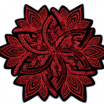 Nažehlovačka květ s flitry - červená