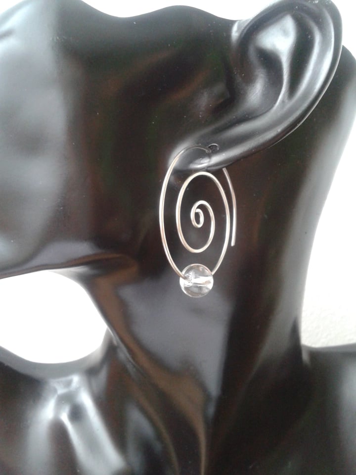 Křišťál - provlékací náušnice - chirurgická ocel