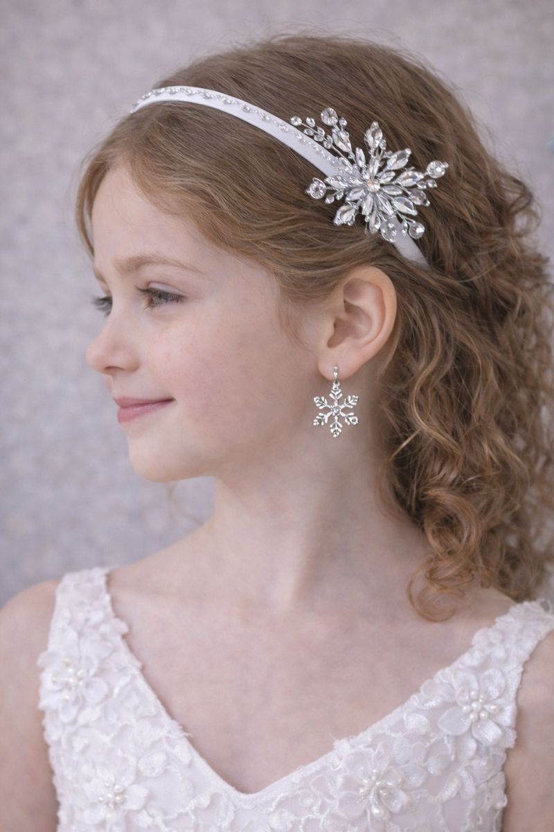 Dětská sněhová čelenka a náušnice