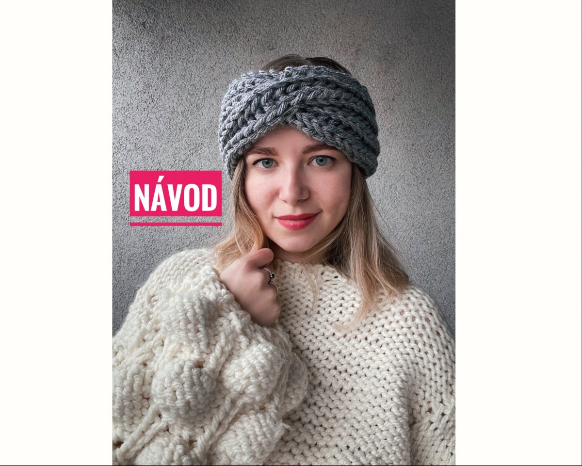 Návod na pletenou překříženou čelenku sleva