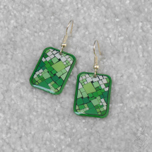 Zelené náušnice s mozaikou