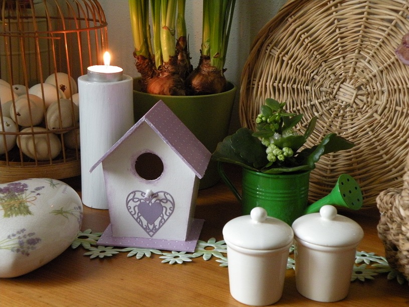 Dekorace - ptačí domeček s klíčkem - srdíčko