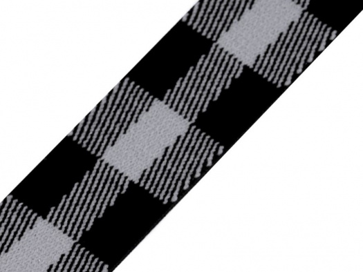 Pruženka káro šíře 25 mm (1m) - černošedá světlá