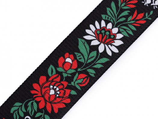 Pruženka folklor šíře 40 mm (1m) - černá