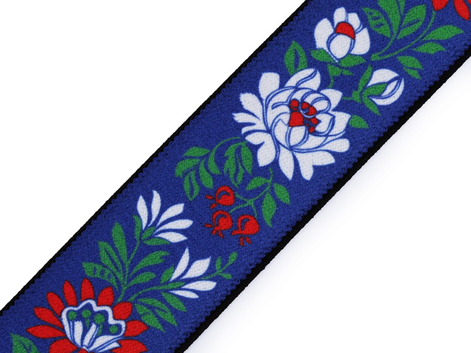 Pruženka folklor šíře 40 mm (1m) - modrá