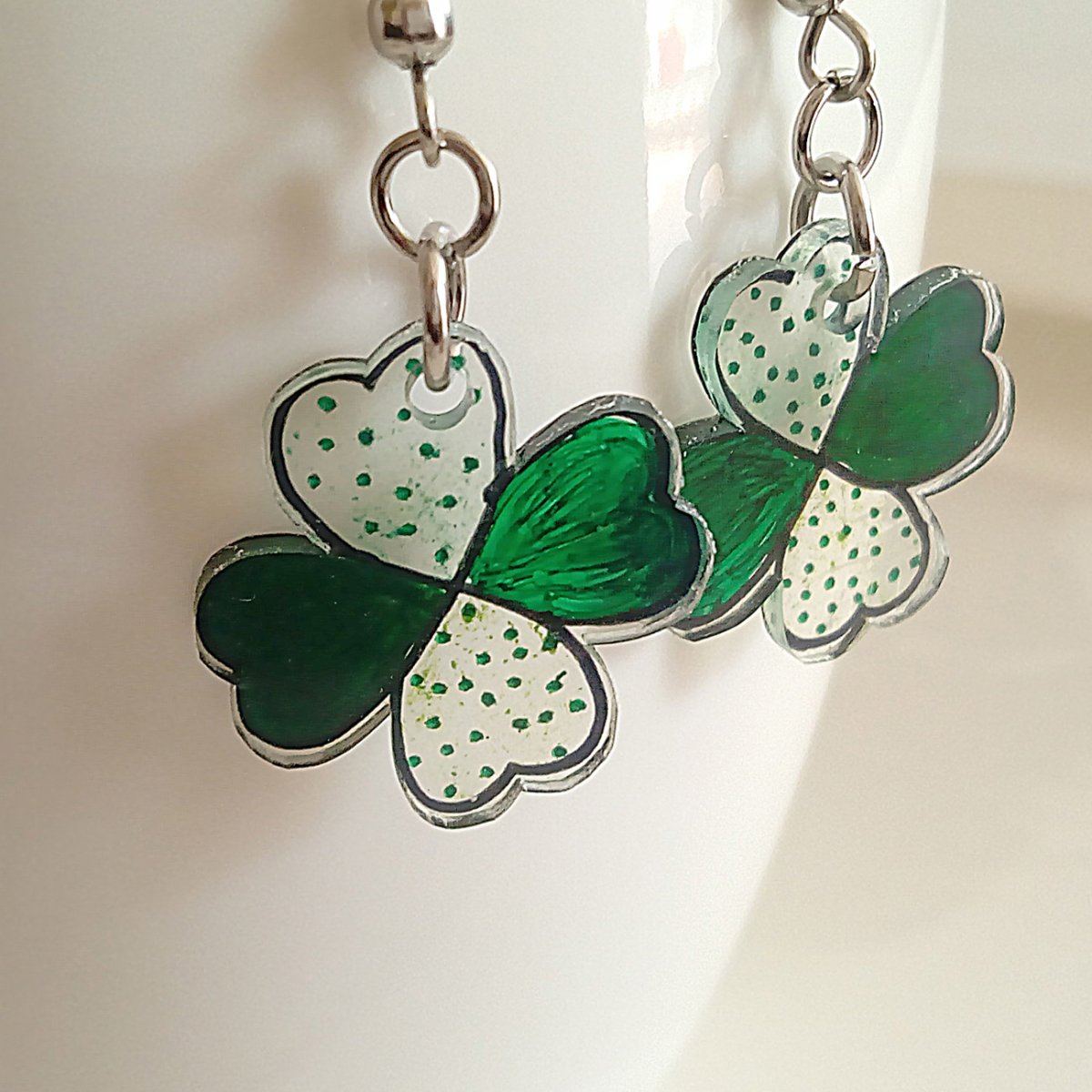 náušnice Čtyřlístky 2, nerez