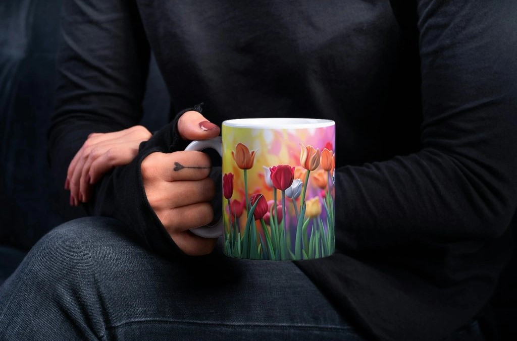 Hrnek s potiskem "Tulipány"