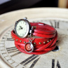 ORANŽOVÉ OMOTÁVACÍ ELEGANTNÍ HODINKY, steampunk