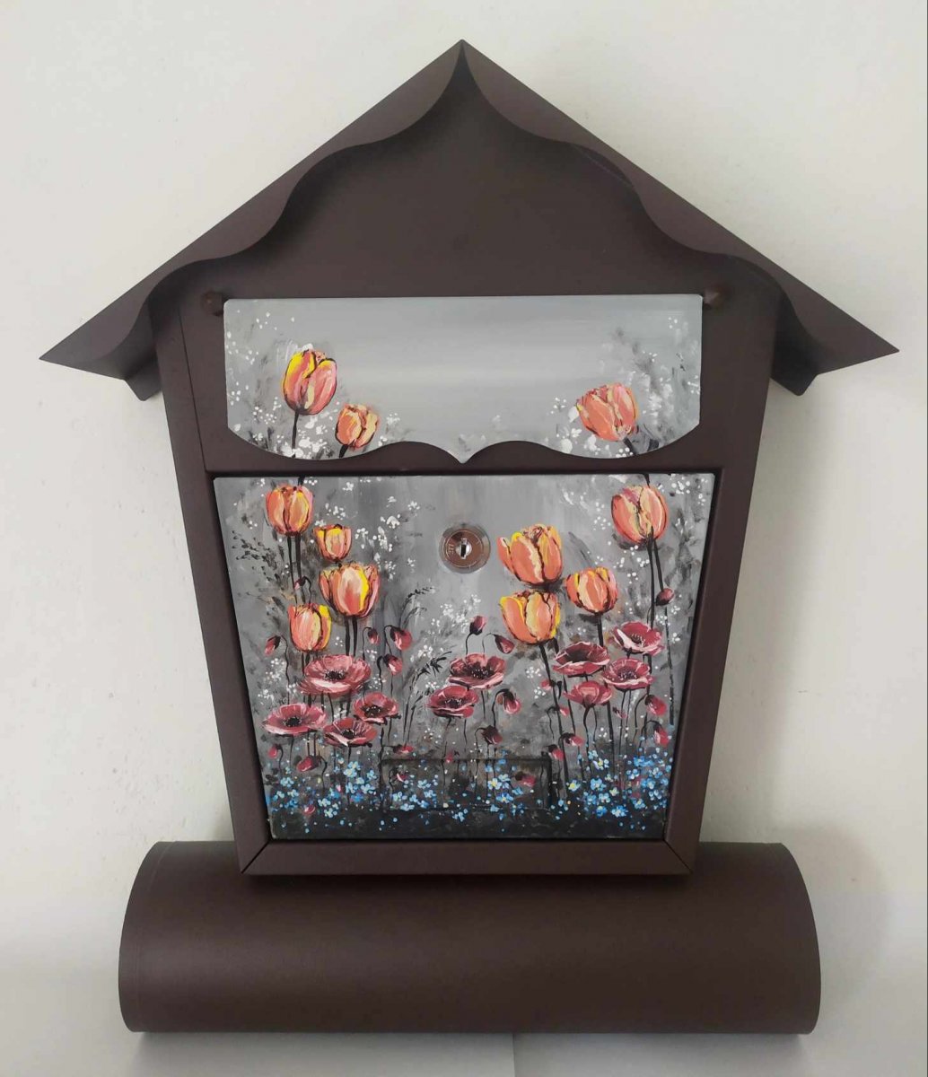 Malovaná Poštovní schránka-Bronz mat Domeček