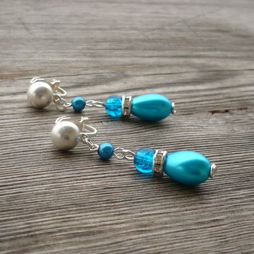 Tyrkysové štrasové klipsy