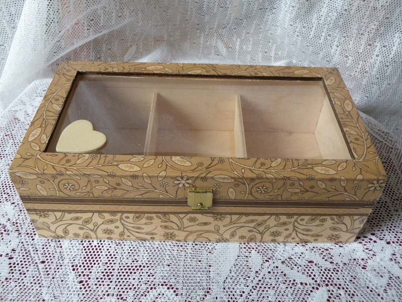 Krabička dřevěná 3 přihrádky přírodní