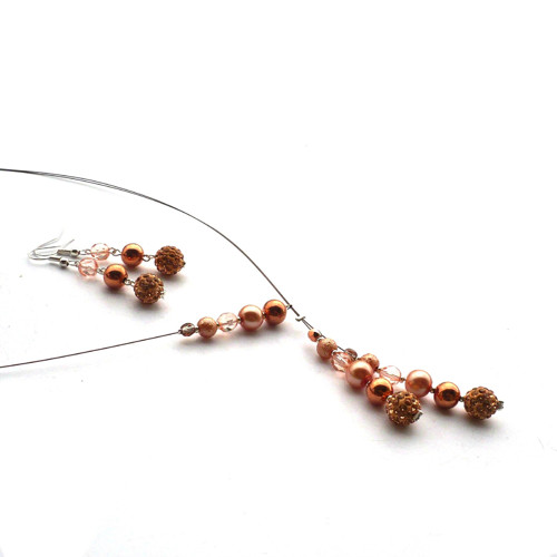 Pudrově růžový třpytivý jednoduchý náhrdelník -2